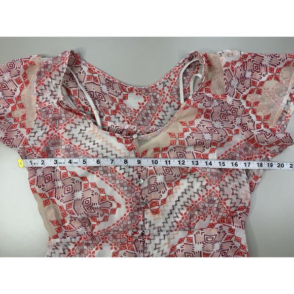 Express Women Sheer Aztec Button Front Maxi Dress Size M Coachella Festival Boho - Picture 10 of 16